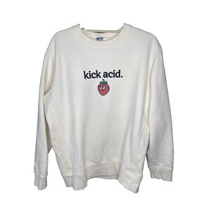 Mesa X Wonderbelly Sweater Size Large Kick Acid Strawberry Crew Neck Sweatshirt
